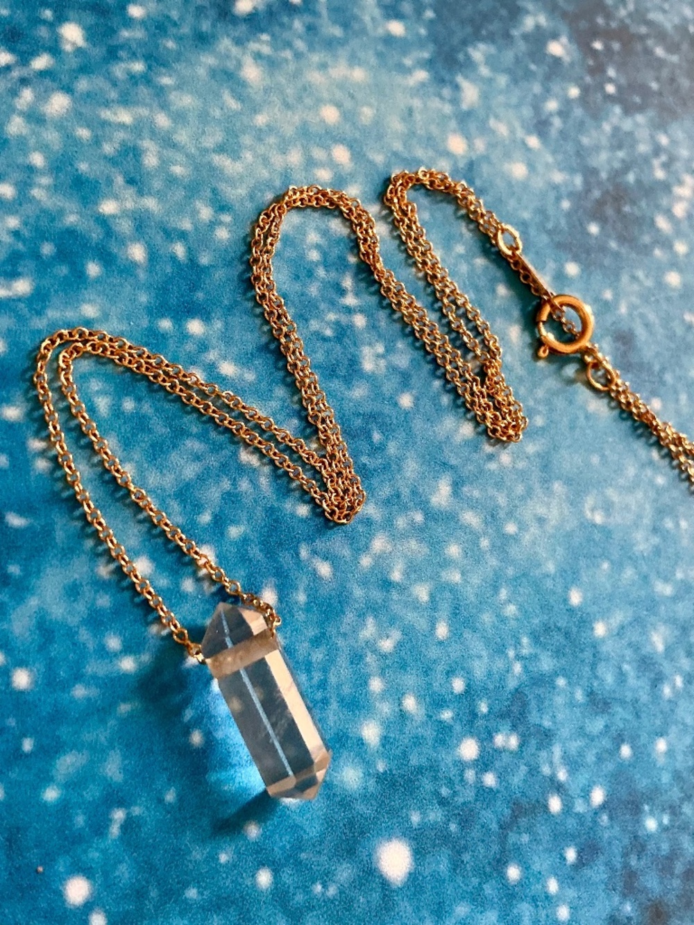 Dainty Crystal Point Necklace - 14kgf Chain